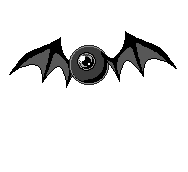 Eye bat with black eye and black wings